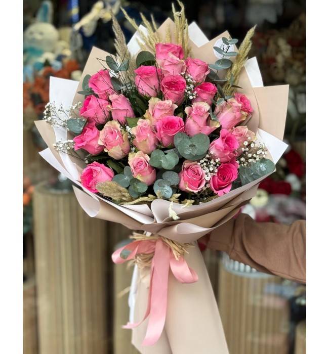 21 Pembe Güllü Buket
